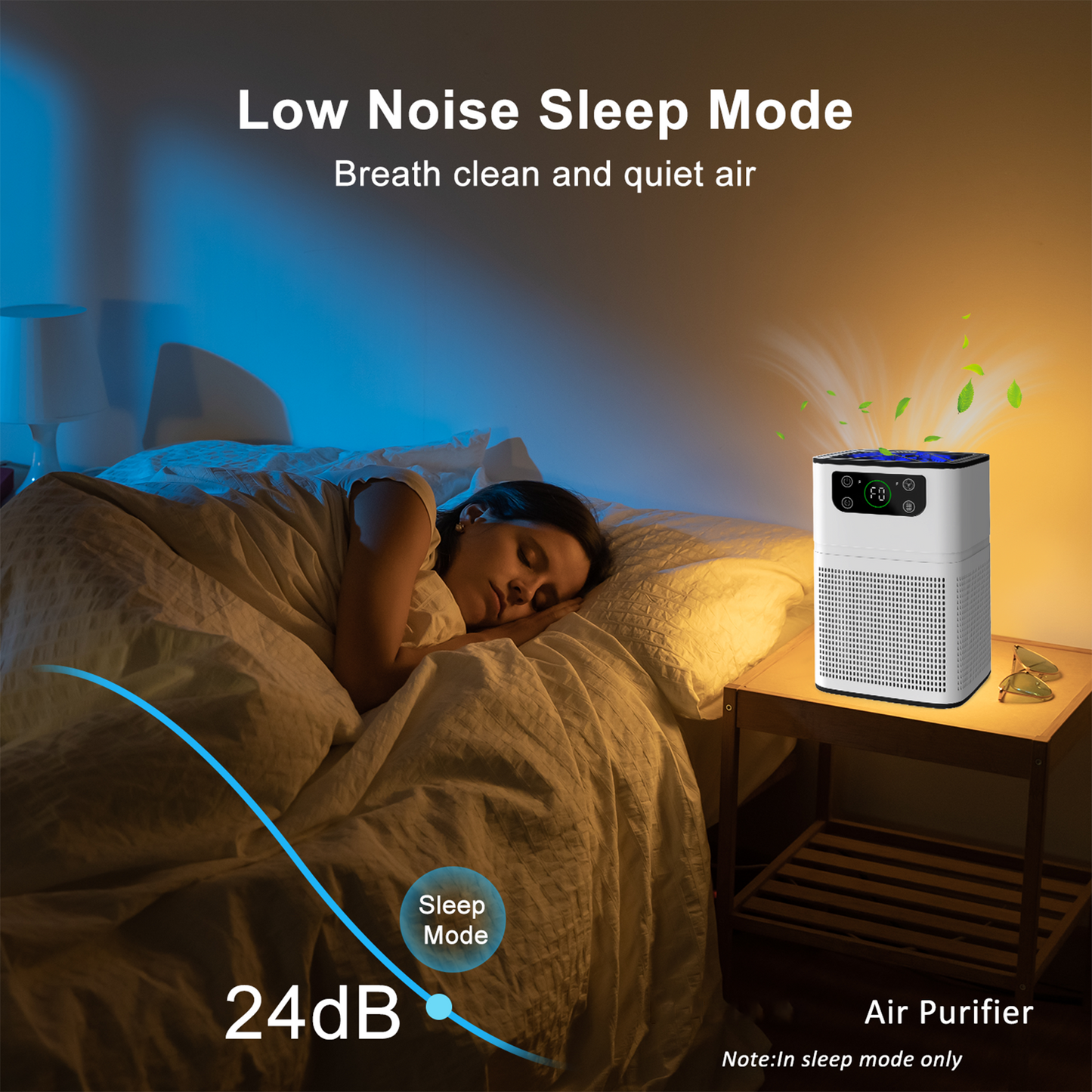 ZhiQi HEPA Air Purifier with Light for Pets Dust Smoke Pollen Dander Smell, Portable Air Purifier for Home