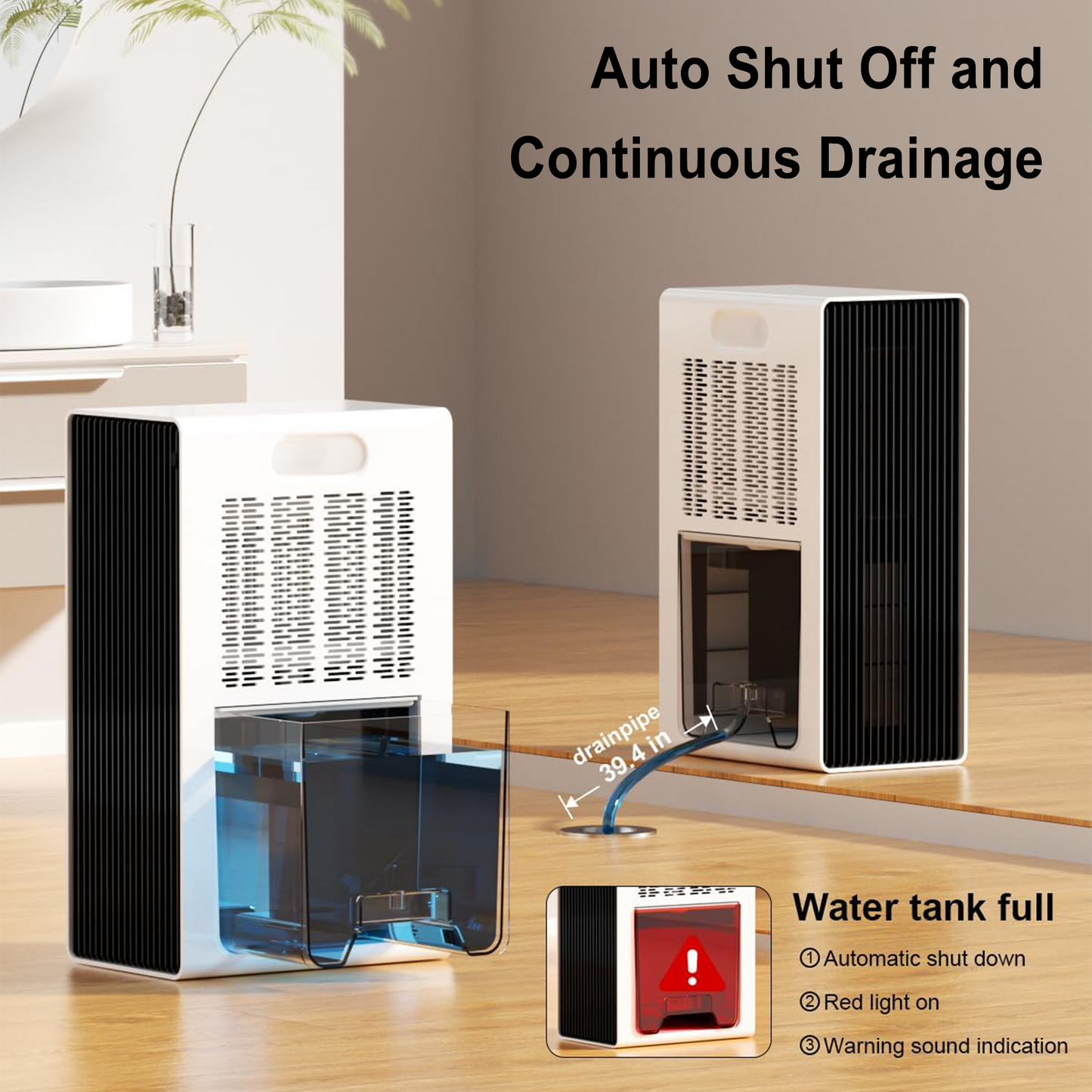 ZhiQi Dehumidifiers for Home 95 OZ Water Tank 1000 sq.ft for Basement Bedroom Bathroom with 7 Colors LED Light