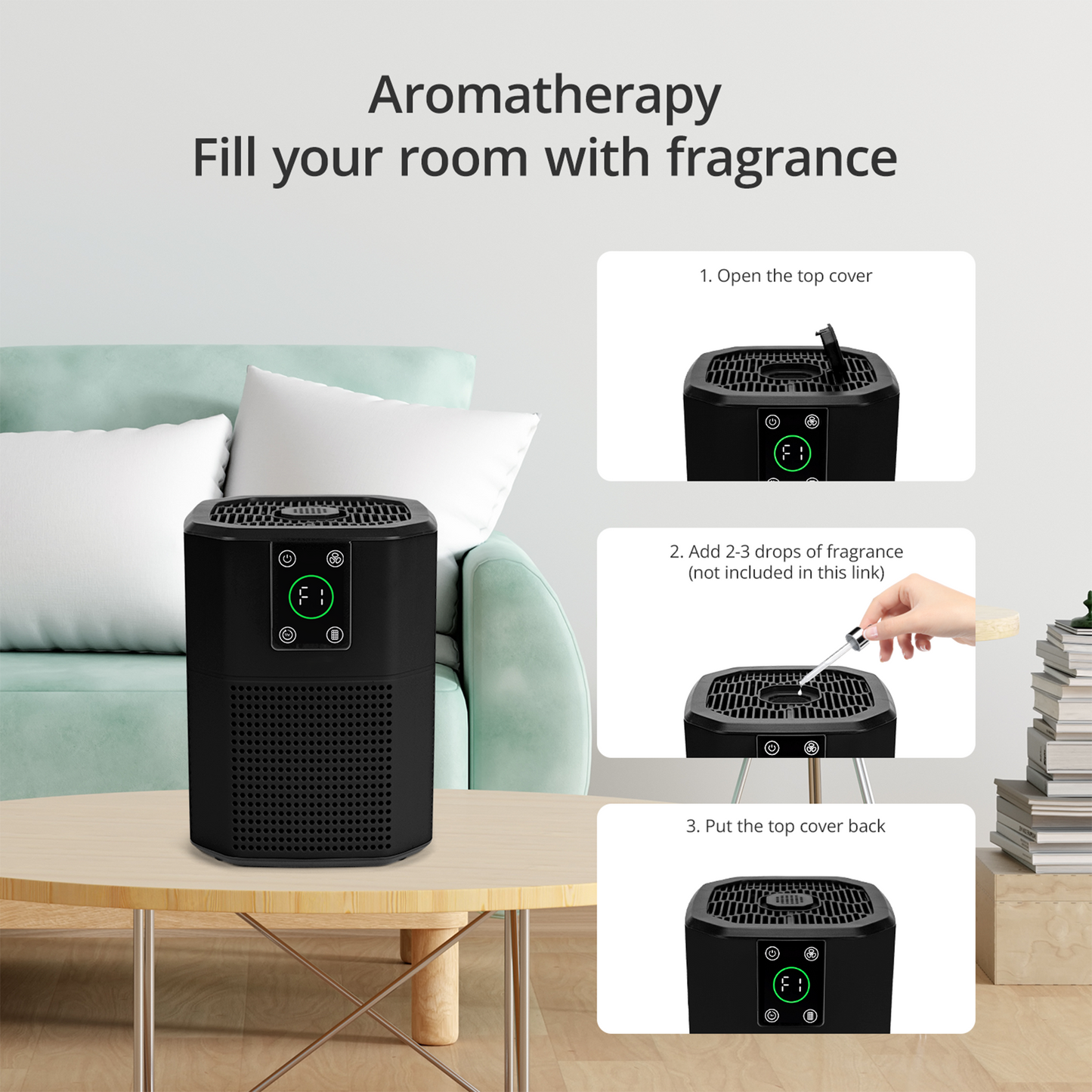 ZhiQi Desktop Small Air Purifier for Home Office, H13 HEPA Cleaner with Aroma Function & Sleep Mode