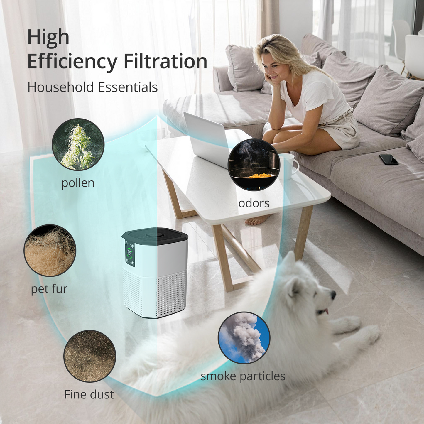 ZhiQi Air Purifiers for Bedroom Home Up to 600 Ft² Room Air Cleaner with H13 True HEPA Filter with Sleep Mode