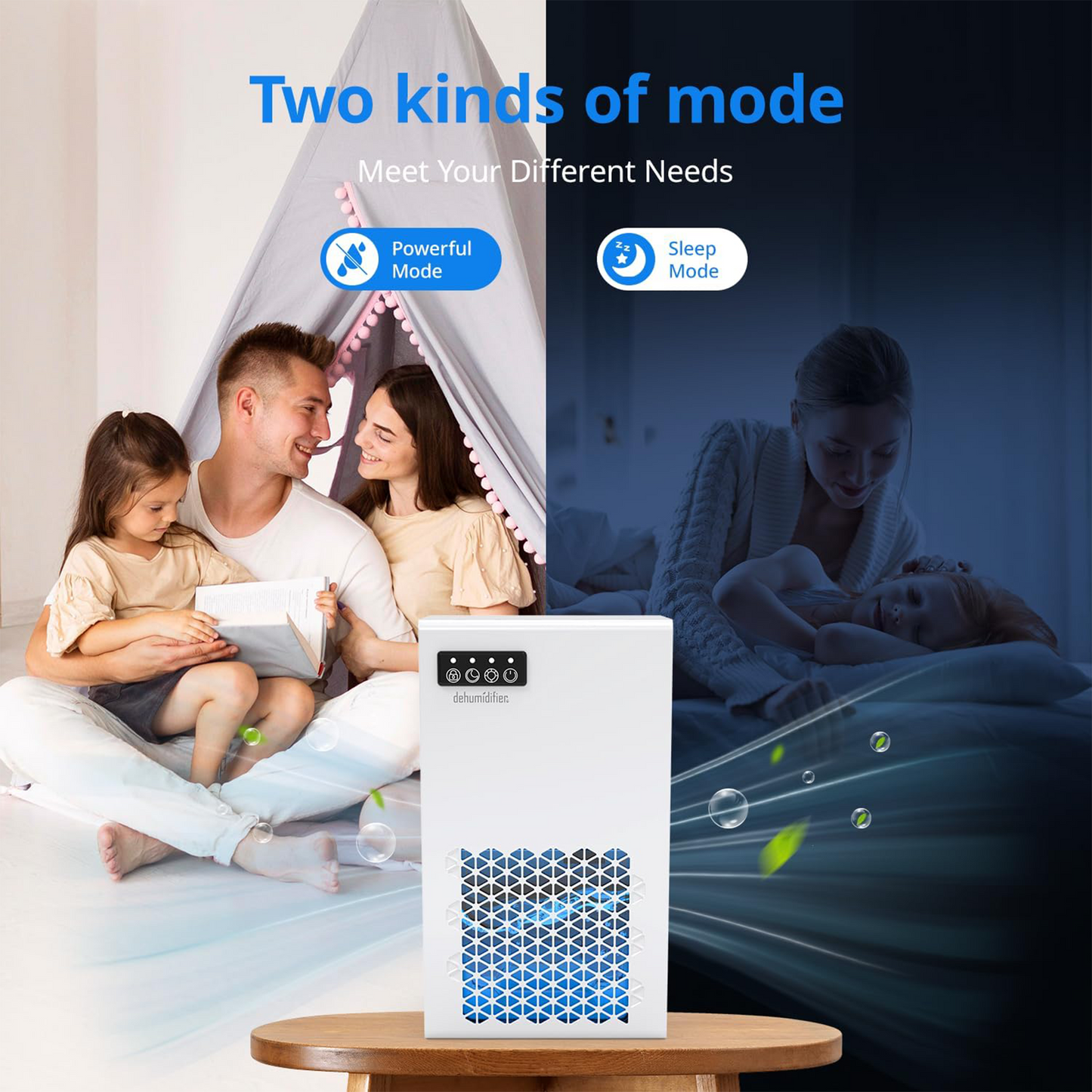 ZhiQi Dehumidifiers for Home, 1000 sq.ft 99oz with with Drain Hose 7 Colors Light for Bedroom Bathroom