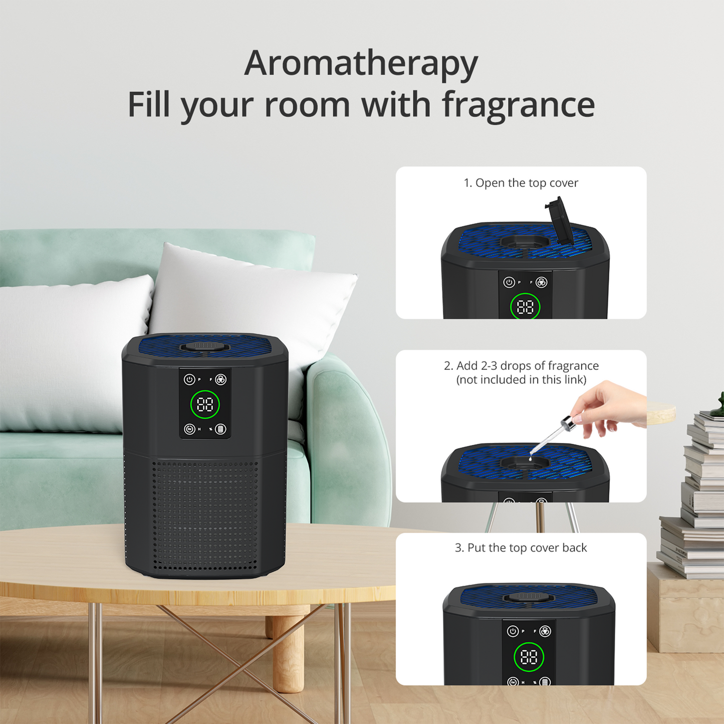ZhiQi Air Purifiers for Bedroom Home Pets 24dB Sleep Mode Remove Odor Dust Smoke Pollen