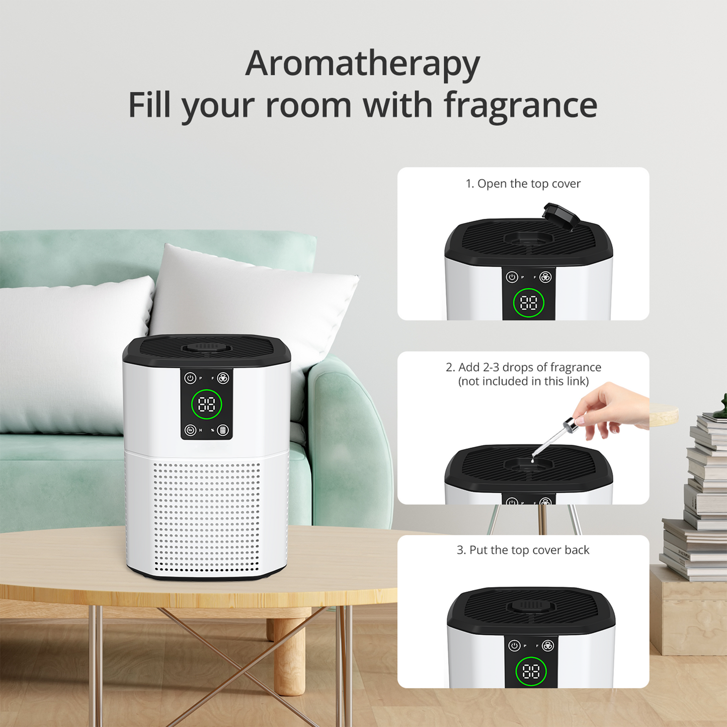 ZhiQi Air Purifiers for Bedroom Home Up to 600 Ft² Room Air Cleaner with H13 True HEPA Filter with Sleep Mode
