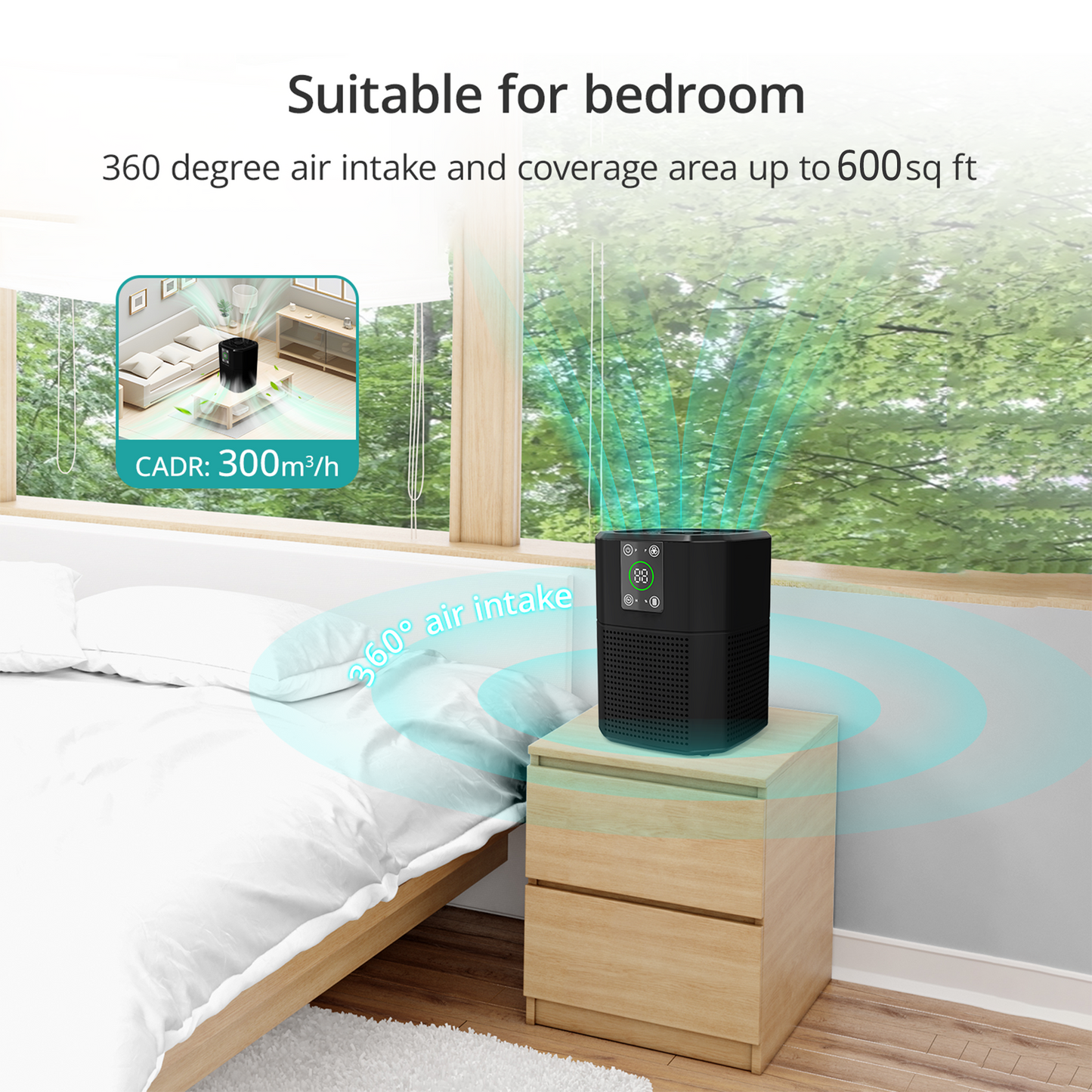 ZhiQi Desktop Small Air Purifier for Home Office, H13 HEPA Cleaner with Aroma Function & Sleep Mode