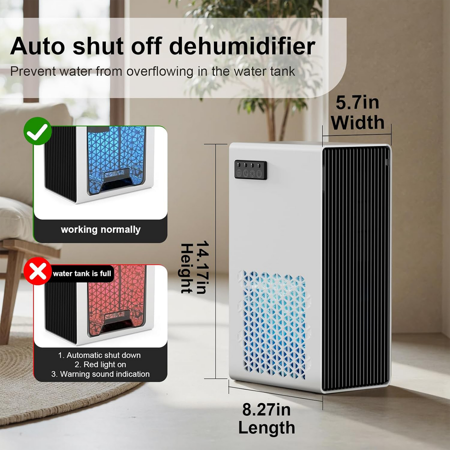 ZhiQi Dehumidifiers for Home, 1000 sq.ft 99oz with with Drain Hose 7 Colors Light for Bedroom Bathroom