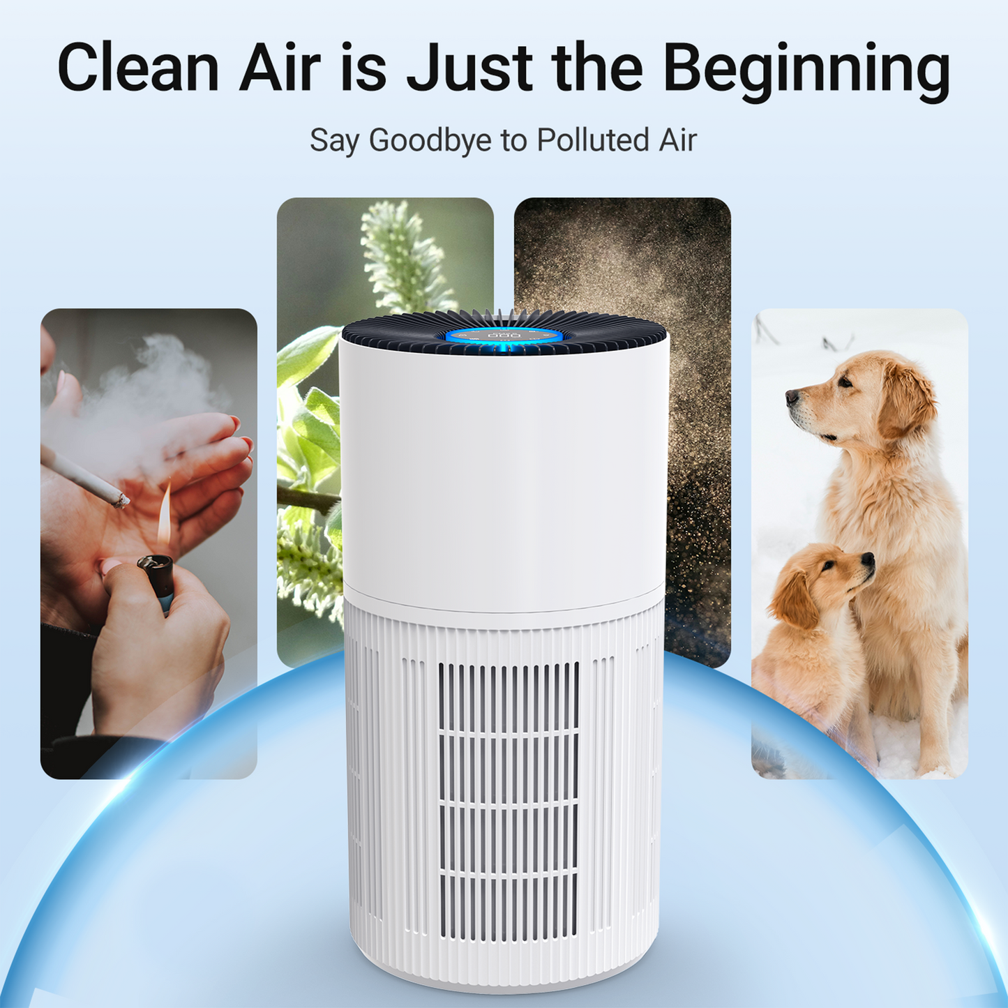 ZhiQi Air Purifiers for Home Large Room up to 1095 ft², H14 True HEPA Air Purifier for Bedroom with 4 Color Lights