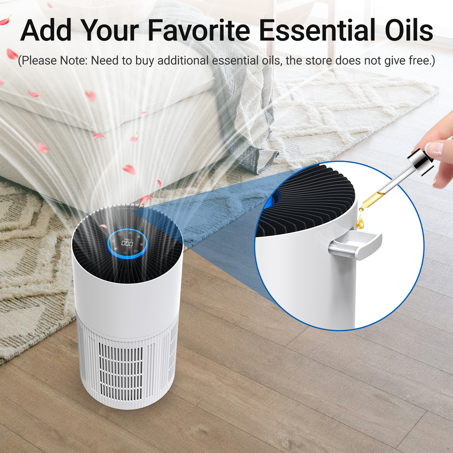 ZhiQi Air Purifiers for Home Large Room up to 1095 ft², H14 True HEPA Air Purifier for Bedroom with 4 Color Lights