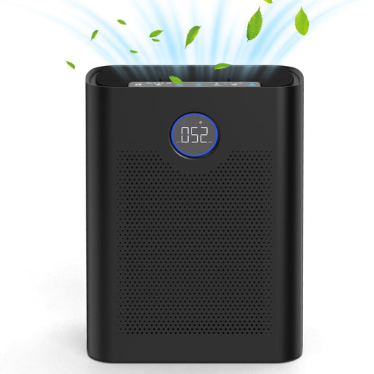 Air Purifiers for Home with H14 HEPA Filter Up to 1800 Ft² for Pet Hair, Odors, Pollen, Smoke, Compact Air Cleaner with 5 Speeds, Timer, Aroma, Black