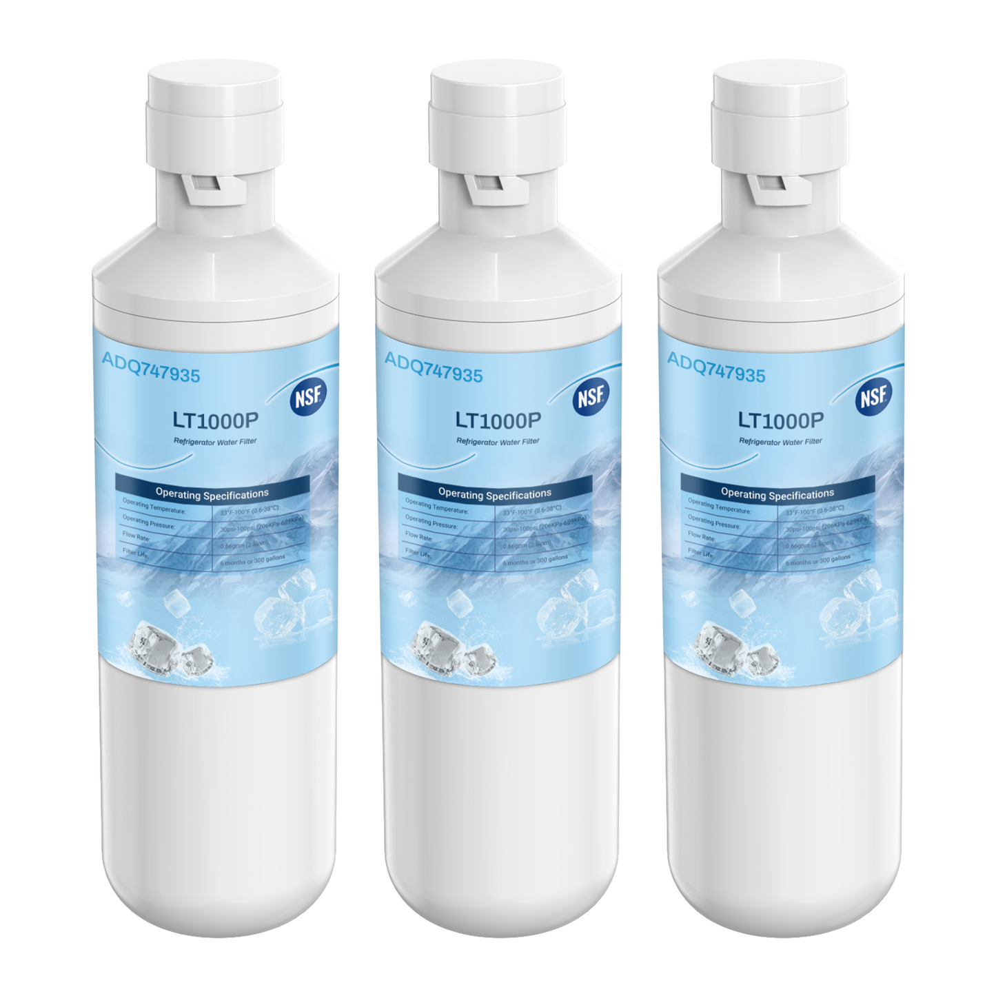 ADQ747935 LT1000PC Replacement for LG LT1000P/PC/PCS ThinQ Refrigerator Water Filter, LFXS26973S, LMXS28626S, LMWS27626S, LFXS28596S, ADQ74793501 and LT120F