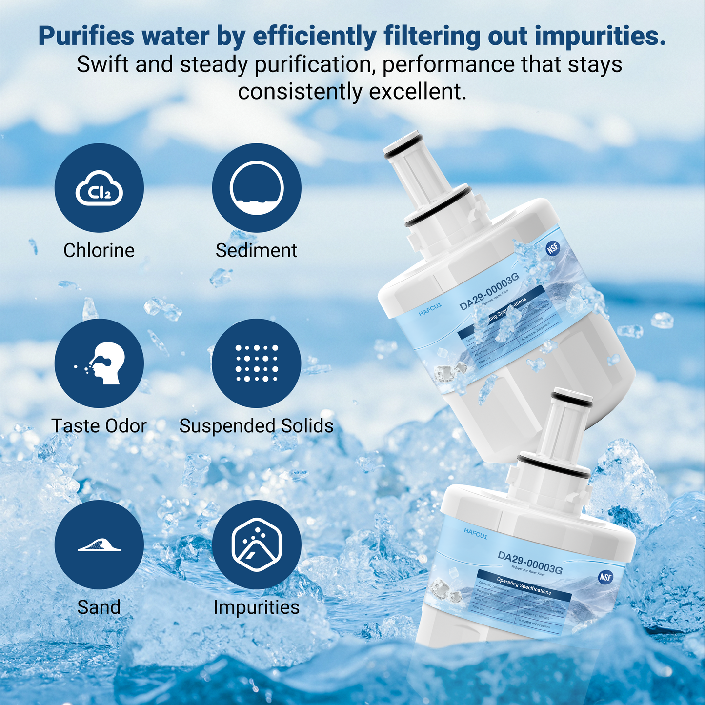 DA29-00003G Refrigerator Water Filter, Replacement for Samsung DA29-00003G, DA29-00003B, DA29-00003A, Aqua-Pure Plus, HAFCU1, RFG237AARS, RS22HDHPNSR, RSG257AARS, WSS-1
