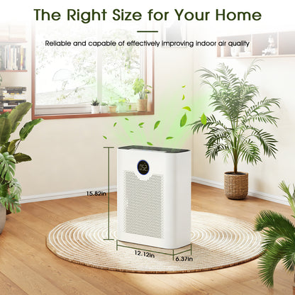 Air Purifiers for Home, Air Purifiers for Bedroom 360° Air Intake with Smart Auto Mode, HEPA Air Purifier, Air Cleaner for Smoke PoIIen Pet Dander,White