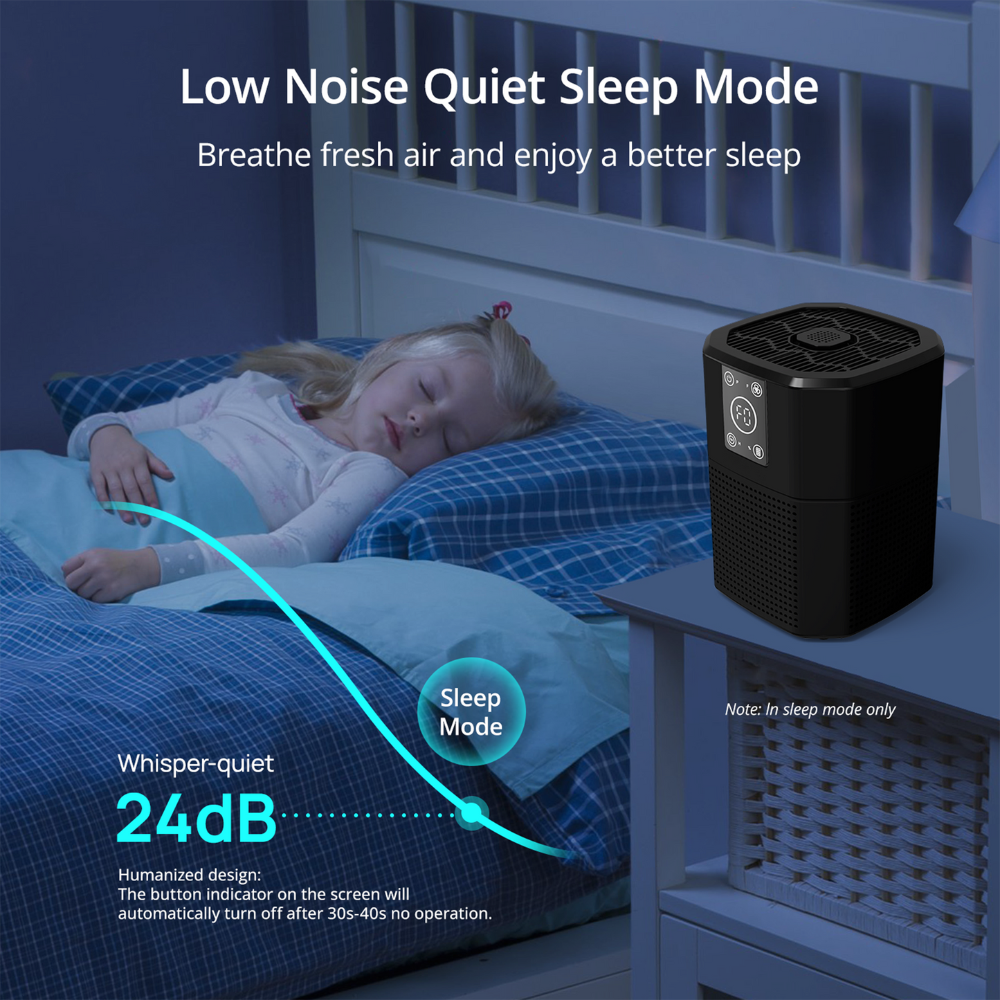ZhiQi Desktop Small Air Purifier for Home Office, H13 HEPA Cleaner with Aroma Function & Sleep Mode