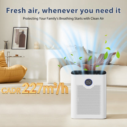 Smart Air Purifier for Home Large Rooms, with WiFi Control,Smart Mode, 24dB Sleep Mode & Aromatherapy, White