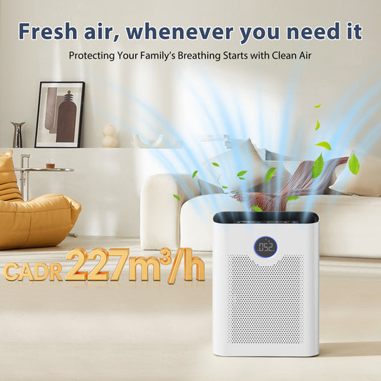 Smart Air Purifier for Home Large Rooms, with WiFi Control,Smart Mode, 24dB Sleep Mode & Aromatherapy, White
