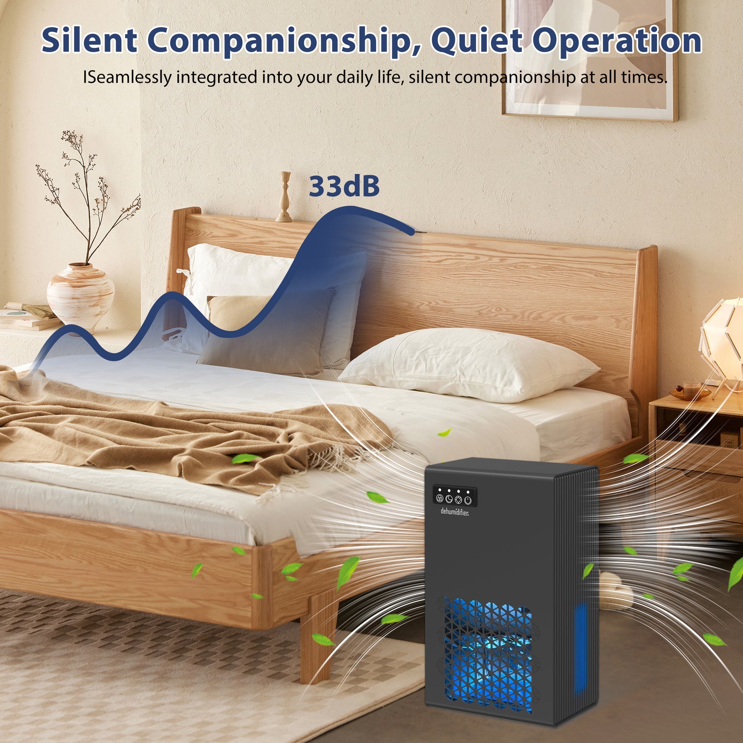 ZhiQi 家用除湿机，1000 平方英尺，99 盎司，带排水软管，7 色灯，适用于卧室浴室