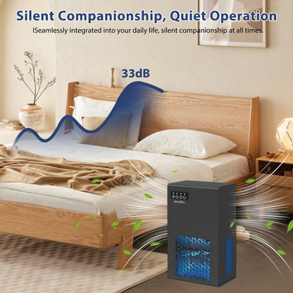 ZhiQi 家用除湿机，1000 平方英尺，99 盎司，带排水软管，7 色灯，适用于卧室浴室