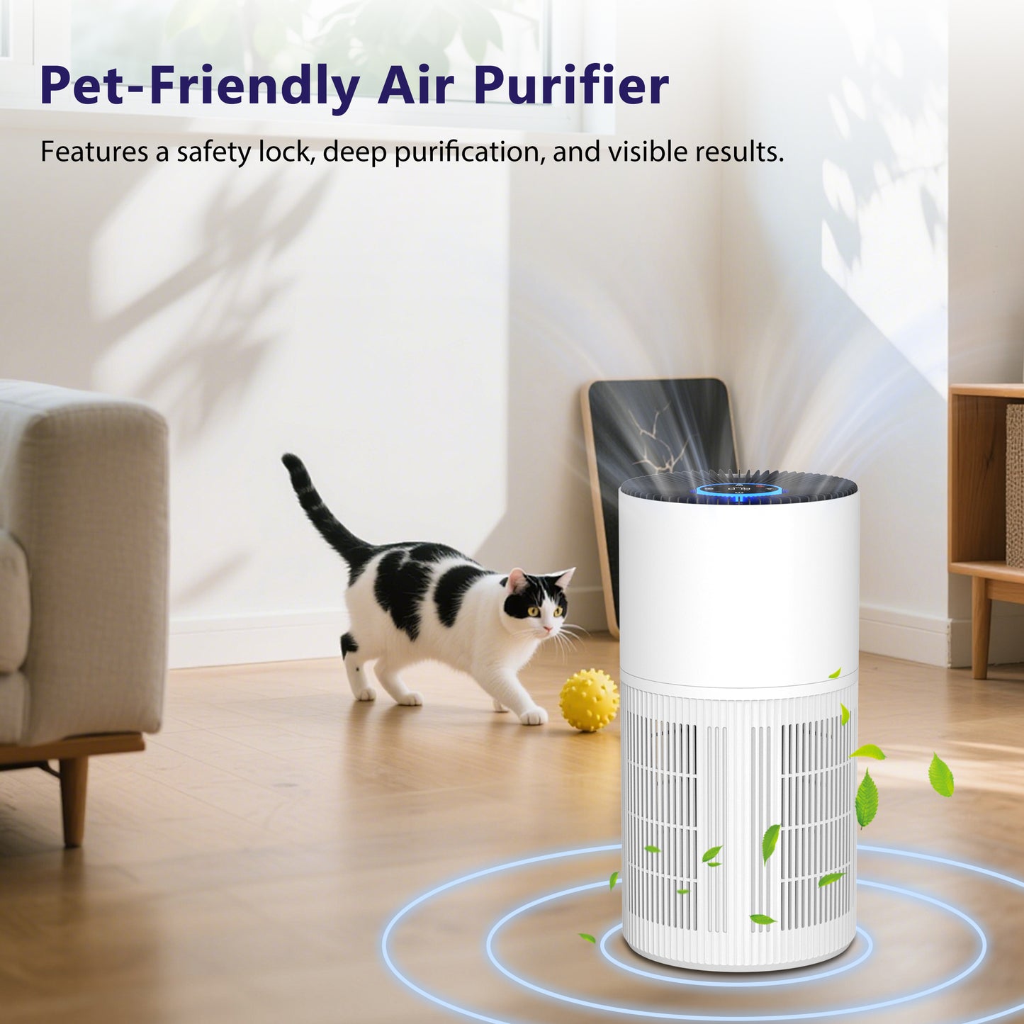 ZhiQi Air Purifiers for Home Large Room up to 1095 ft², H14 True HEPA Air Purifier for Bedroom with 4 Color Lights