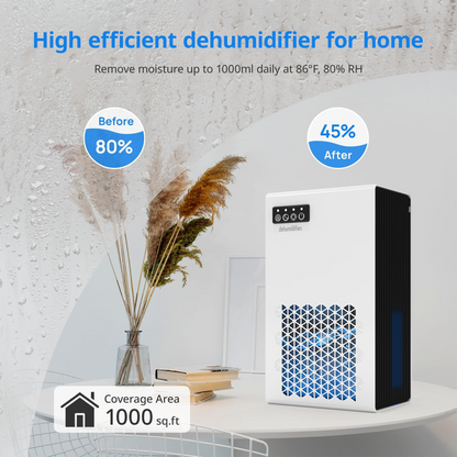 ZhiQi Dehumidifiers for Home, 1000 sq.ft 99oz with with Drain Hose 7 Colors Light for Bedroom Bathroom