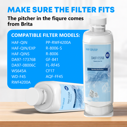 DA97-17376B Water Filter Replacement for Samsung HAF-QIN/EXP, DA97-08006C, RF28R7201SR, RF28R7351SG, WD-F45, Refrigerator Water Filter