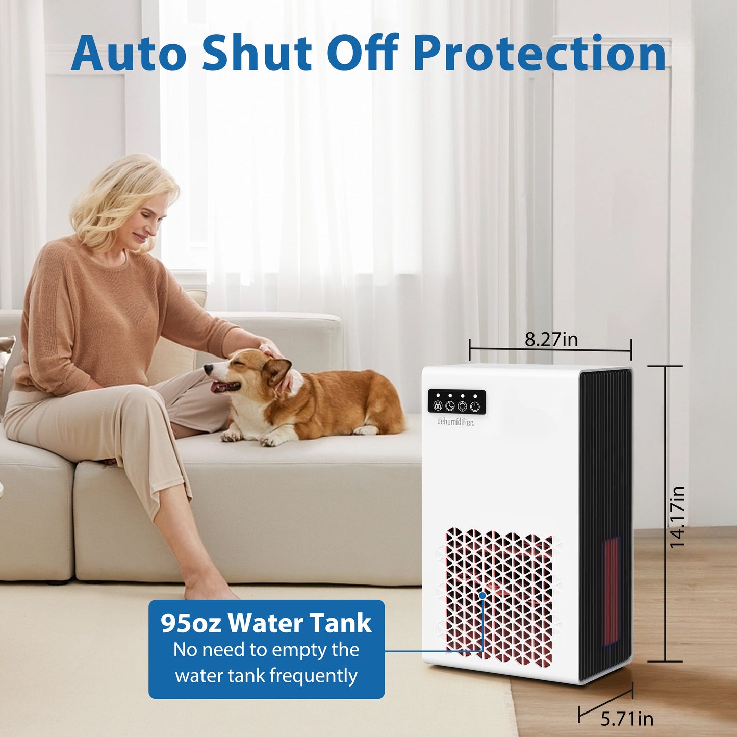 Dehumidifier, 95OZ Dehumidifier for Home  - Quiet with Auto Shut Off , 7 Color Ambient Light,Ideal for Livingroom, Bedroom, Basement
