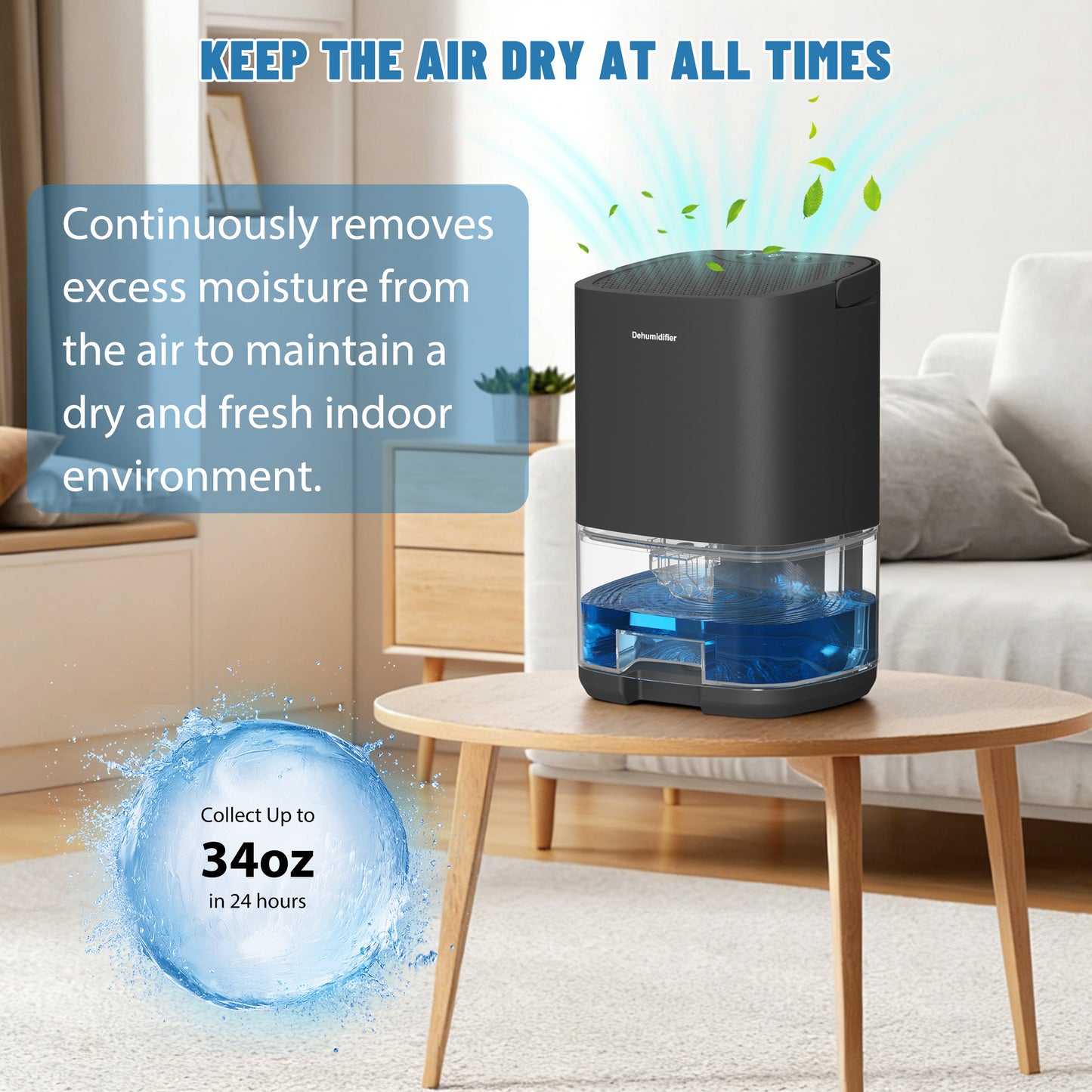 Dehumidifier, 35OZ Small Dehumidifier for Home, Safety Dehumidifiers Adjustable 7 Color Lights,Auto Shut Off Protection Low Noise For Bedroom Bathroom