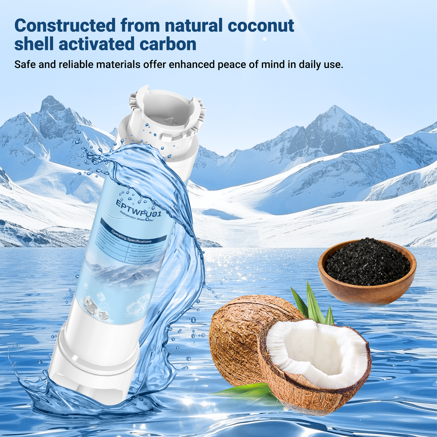 EPTWFU01 Water Filter Replacement, Compatible with Frigidaire EPTWFU01, Pure Source Ultra II, EWF02