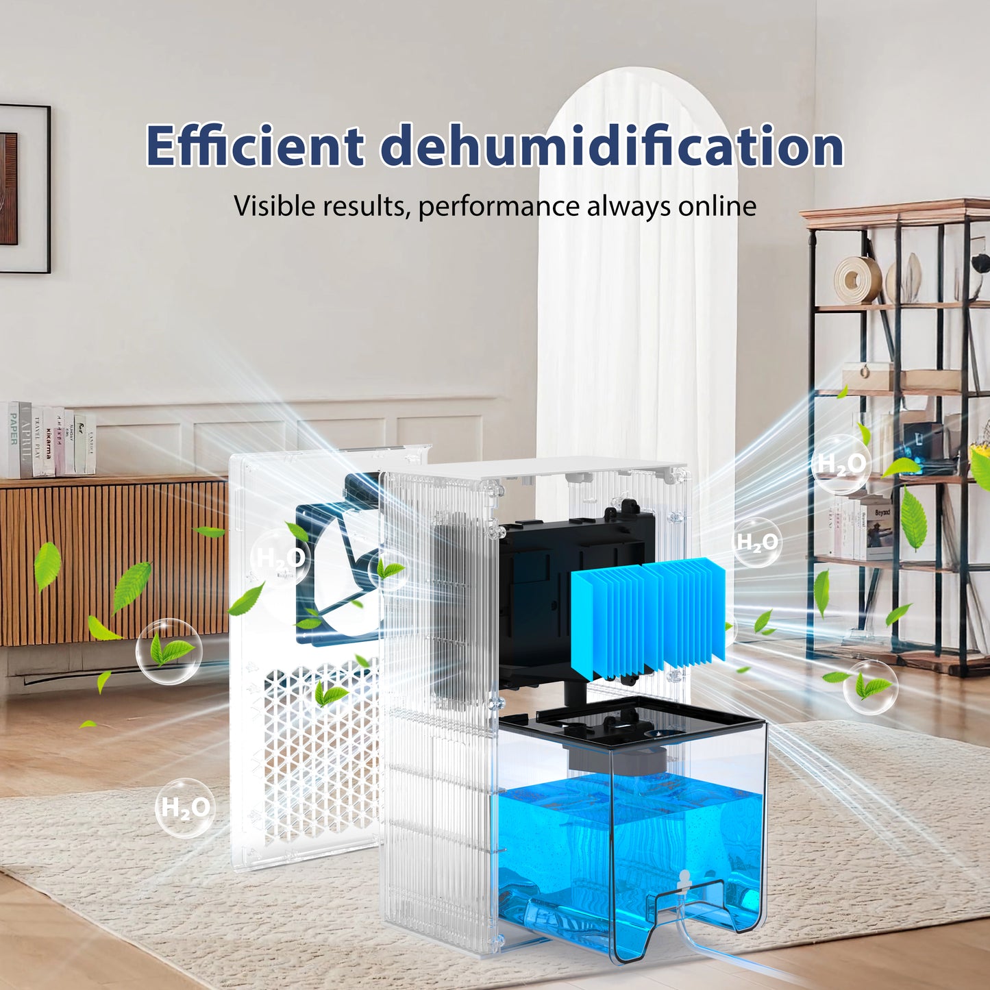 ZhiQi 家用除湿机，1000 平方英尺，99 盎司，带排水软管，7 色灯，适用于卧室浴室