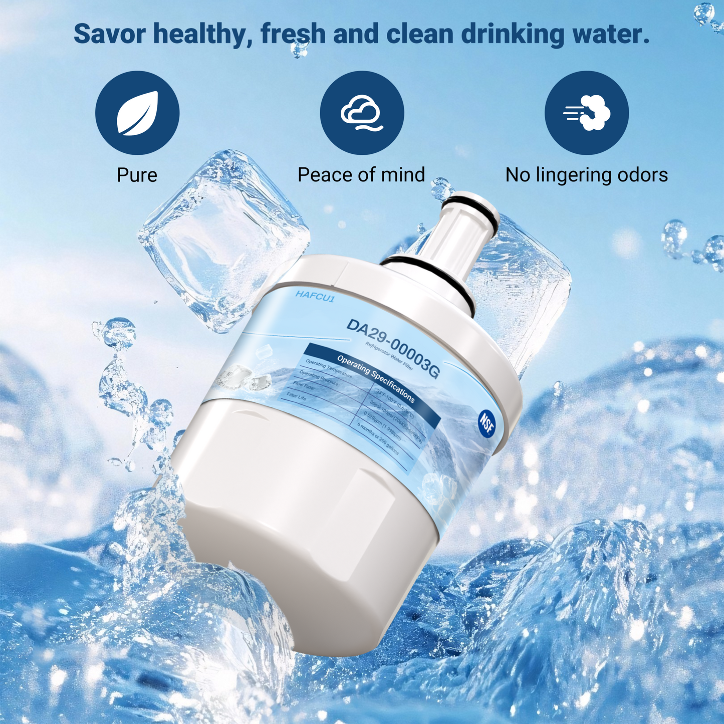 DA29-00003G Refrigerator Water Filter, Replacement for Samsung DA29-00003G, DA29-00003B, DA29-00003A, Aqua-Pure Plus, HAFCU1, RFG237AARS, RS22HDHPNSR, RSG257AARS, WSS-1
