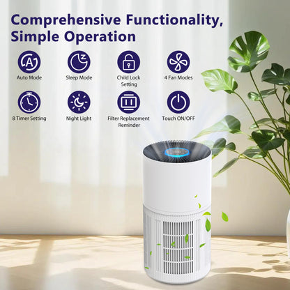 ZhiQi Air Purifiers for Home Large Room up to 1095 ft², H14 True HEPA Air Purifier for Bedroom with 4 Color Lights