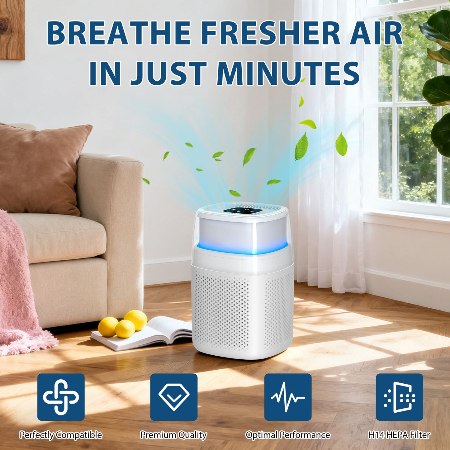 Air Purifier for Allergies and Pets,H14 HEPA Filter, for Home,  Bedroom and Living Room, ZQA-5000A