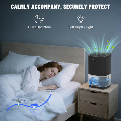Dehumidifier, 35OZ Small Dehumidifier for Home, Safety Dehumidifiers Adjustable 7 Color Lights,Auto Shut Off Protection Low Noise For Bedroom Bathroom