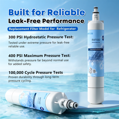 RWF1063 Refrigerator Water Filter, Replacement for GE RPWF (NOT RPWFE), WSG-4, MPF15350, DWF-36, R-3600, OPFG3-RF300, RWF3600A, WD-RPWF, WF277,GFE28GYNFS, GFE28GELDS, PFE28KELDS, Fridge Filter