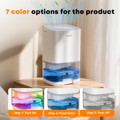 Dehumidifier, 35OZ Water Tank Dehumidifiers for Home, Quiet Dehumidifier for Basement Bathroom Bedroom RV with Auto Shut Off, 7 Color Light, White