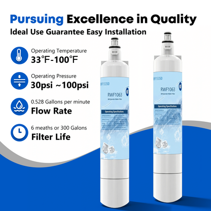RWF1063 Refrigerator Water Filter, Replacement for GE RPWF (NOT RPWFE), WSG-4, MPF15350, DWF-36, R-3600, OPFG3-RF300, RWF3600A, WD-RPWF, WF277,GFE28GYNFS, GFE28GELDS, PFE28KELDS, Fridge Filter