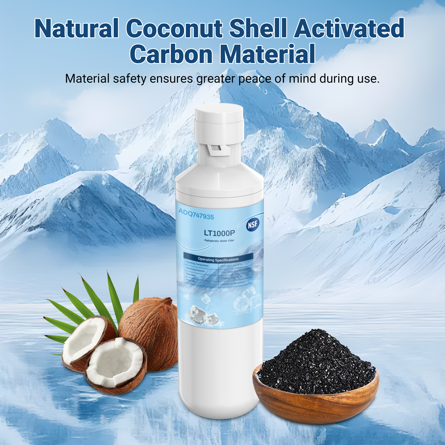 ADQ747935 LT1000PC Replacement for LG LT1000P/PC/PCS ThinQ Refrigerator Water Filter, LFXS26973S, LMXS28626S, LMWS27626S, LFXS28596S, ADQ74793501 and LT120F
