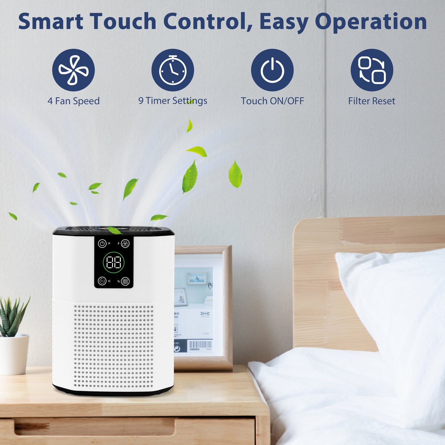 ZhiQi Air Purifier for Home and Office, With 3-Stage Filtration 3 Speeds Timer Sleep Mode(24db)