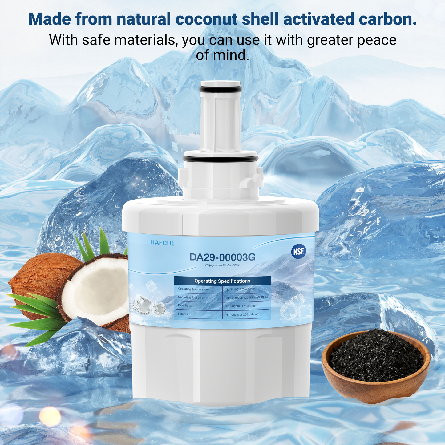 DA29-00003G Refrigerator Water Filter, Replacement for Samsung DA29-00003G, DA29-00003B, DA29-00003A, Aqua-Pure Plus, HAFCU1, RFG237AARS, RS22HDHPNSR, RSG257AARS, WSS-1
