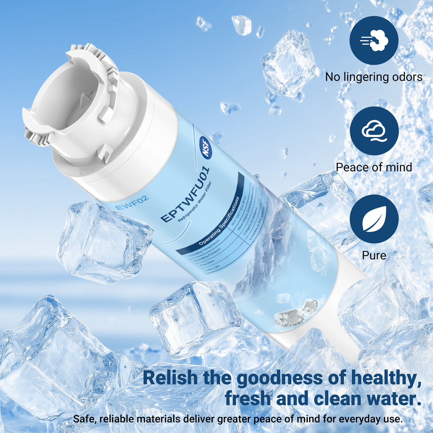 EPTWFU01 Water Filter Replacement, Compatible with Frigidaire EPTWFU01, Pure Source Ultra II, EWF02