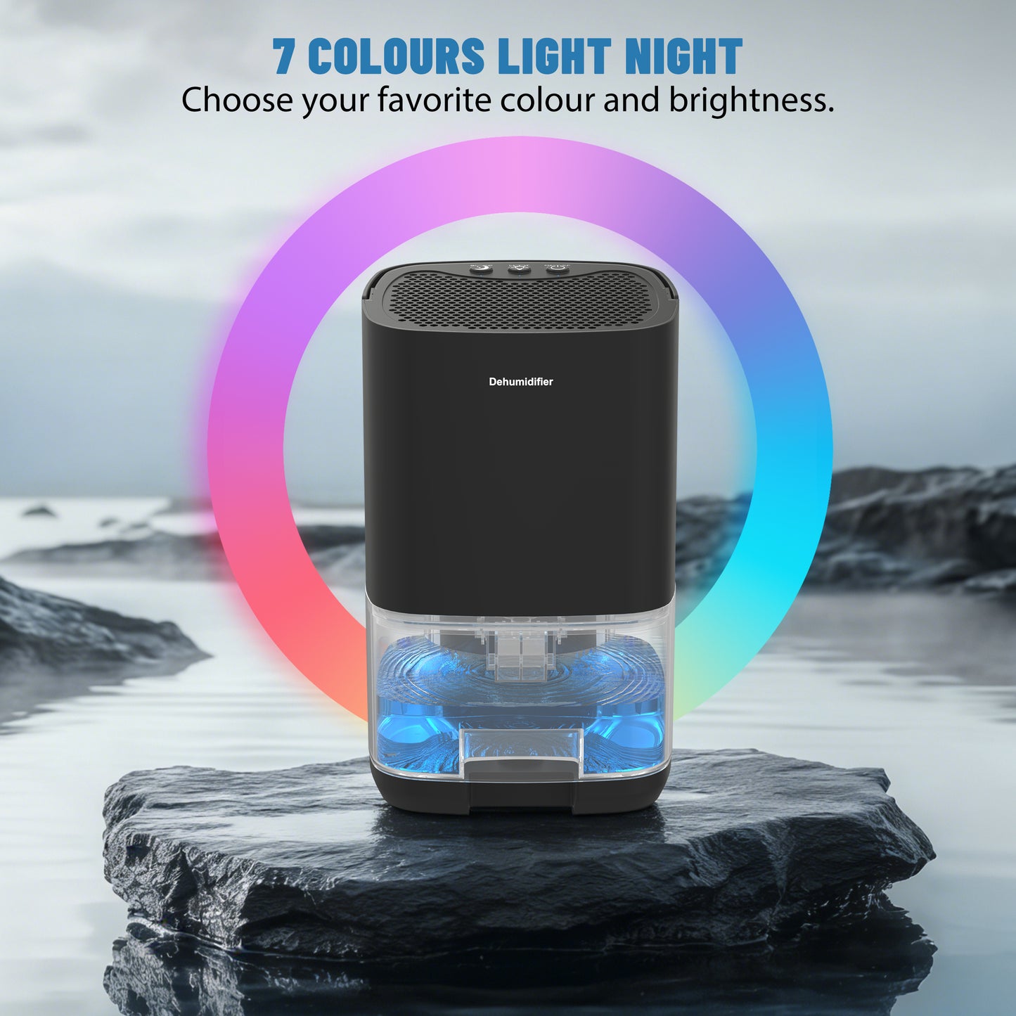 Dehumidifier, 35OZ Small Dehumidifier for Home, Safety Dehumidifiers Adjustable 7 Color Lights,Auto Shut Off Protection Low Noise For Bedroom Bathroom