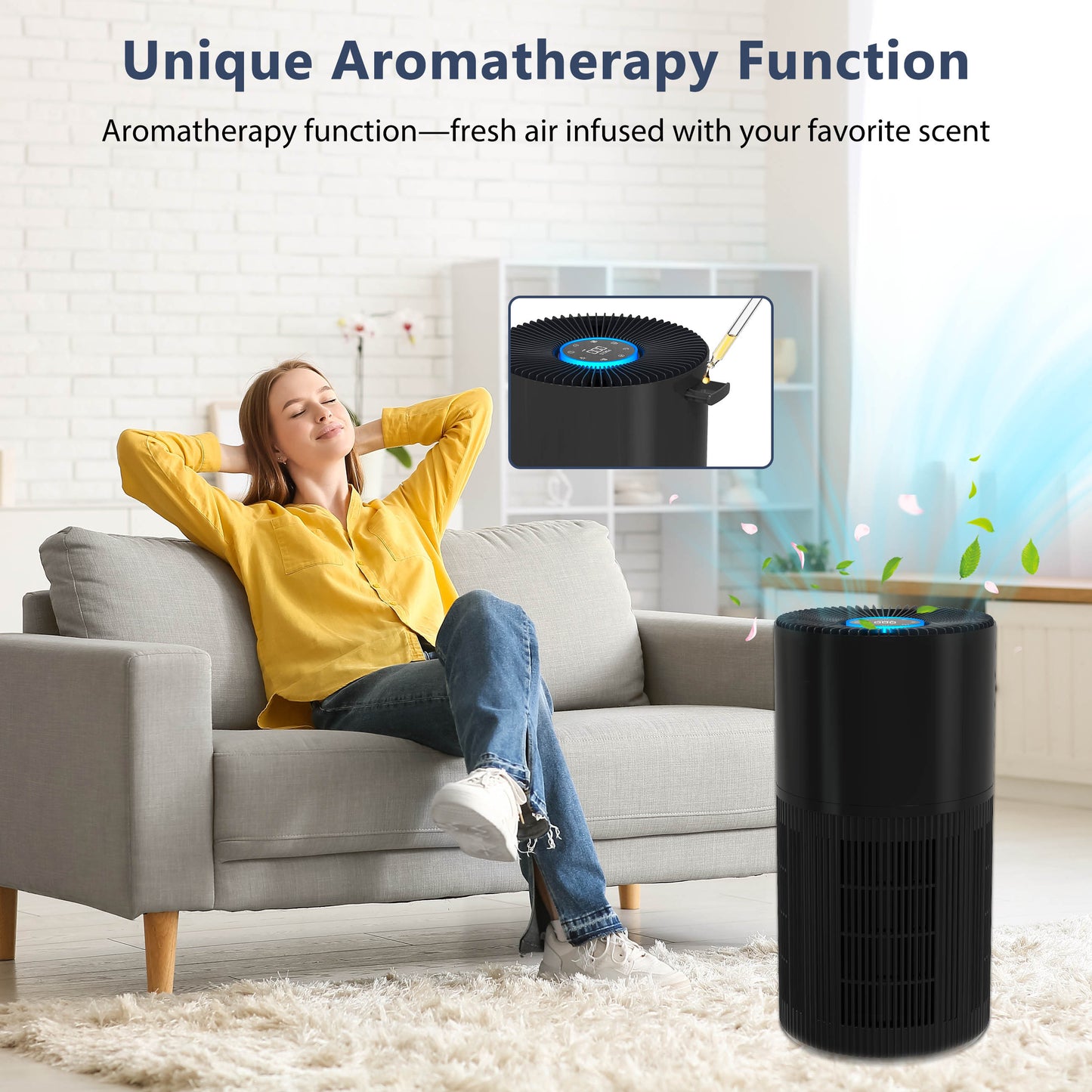 ZhiQi H14 True HEPA Air Purifier 4 Light and Sleep Mode 8 Timer for Home Office Dorm Hotel