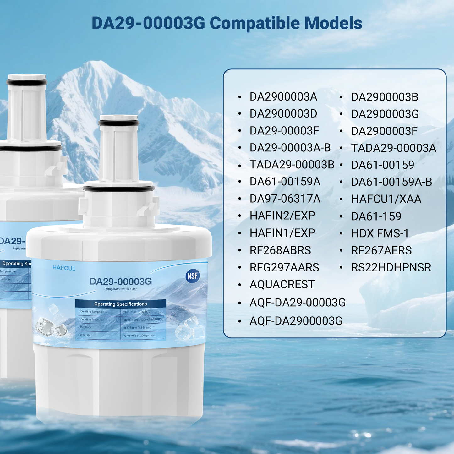DA29-00003G Refrigerator Water Filter, Replacement for Samsung DA29-00003G, DA29-00003B, DA29-00003A, Aqua-Pure Plus, HAFCU1, RFG237AARS, RS22HDHPNSR, RSG257AARS, WSS-1