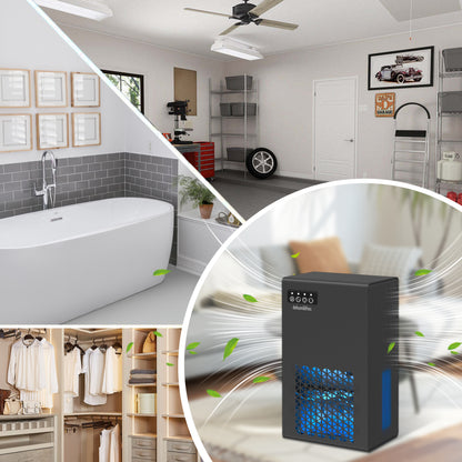 ZhiQi 家用除湿机，1000 平方英尺，99 盎司，带排水软管，7 色灯，适用于卧室浴室