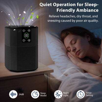ZhiQi Desktop Small Air Purifier for Home Office, H13 HEPA Cleaner with Aroma Function & Sleep Mode