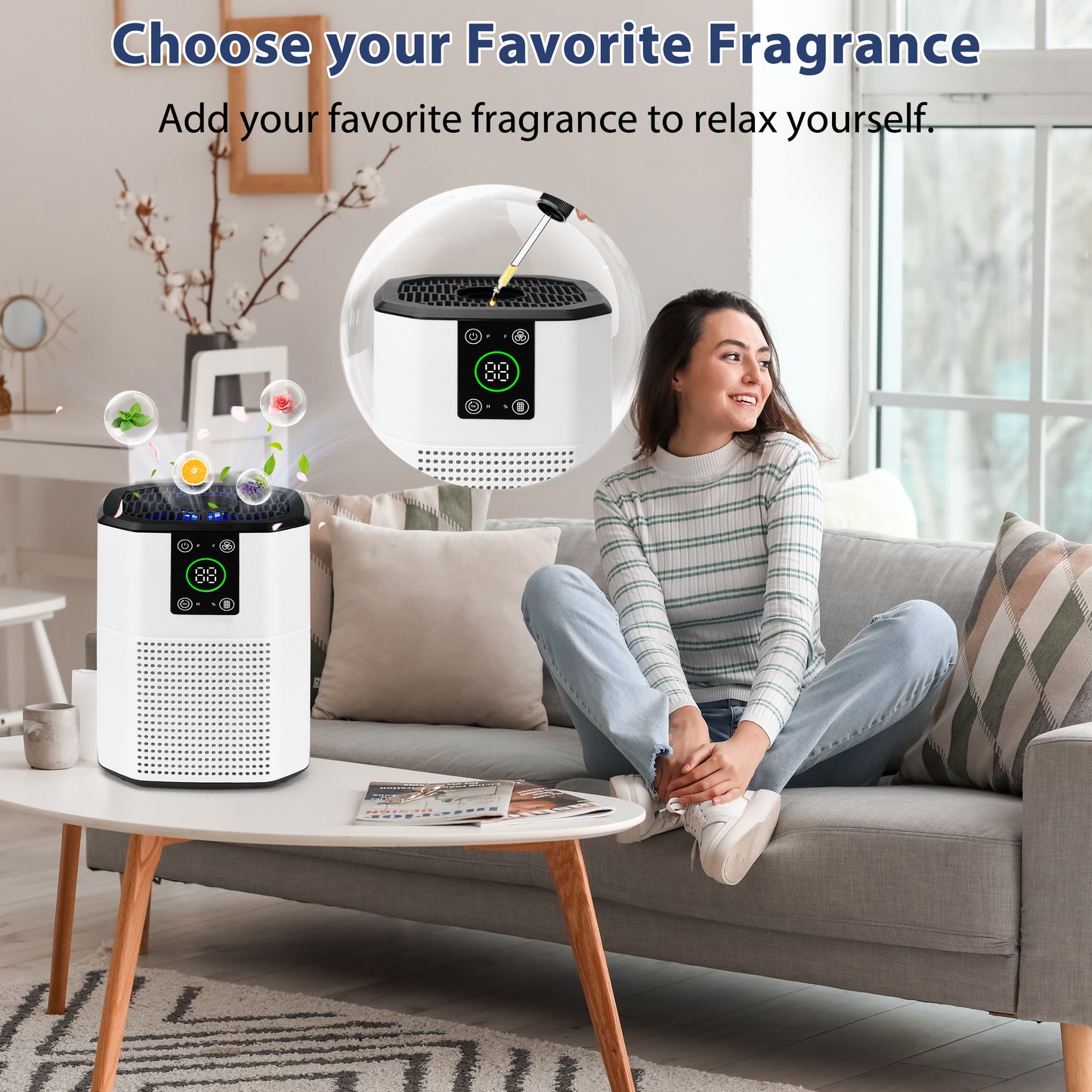 ZhiQi Air Purifier for Home and Office, With 3-Stage Filtration 3 Speeds Timer Sleep Mode(24db)