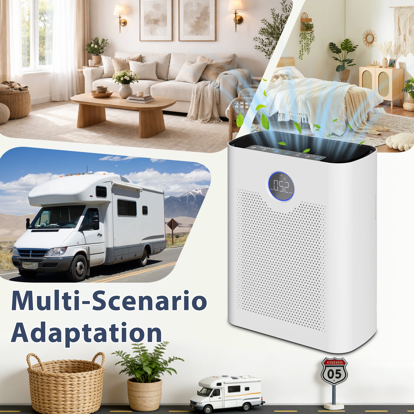 Smart Air Purifier for Home Large Rooms, with WiFi Control,Smart Mode, 24dB Sleep Mode & Aromatherapy, White