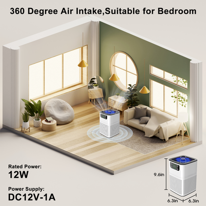 ZhiQi HEPA Air Purifier with Light for Pets Dust Smoke Pollen Dander Smell, Portable Air Purifier for Home