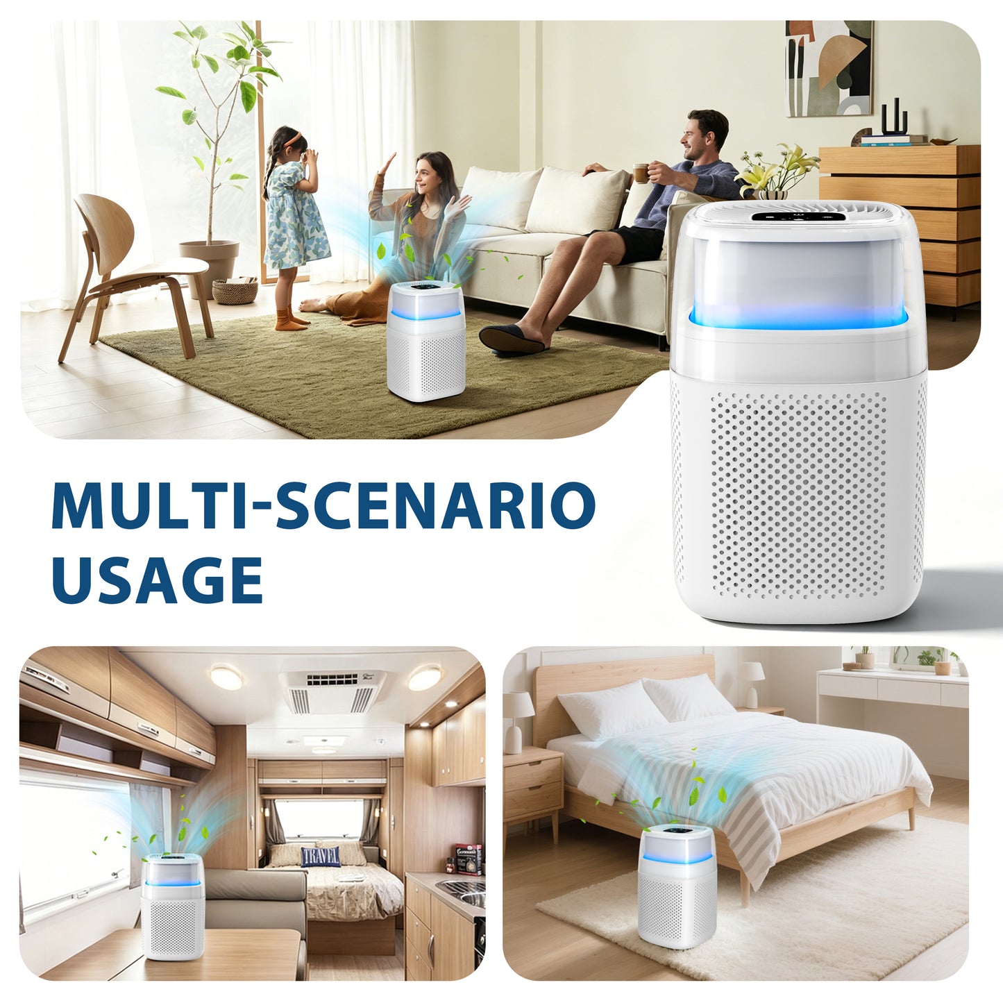 Air Purifier for Allergies and Pets,H14 HEPA Filter, for Home,  Bedroom and Living Room, ZQA-5000A