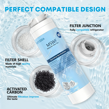 GE MSWF NSF 42&372 Certified Refrigerator Water Filter, Reduce Lead, Sulfe and PFAS, Replacement for GE® MSWF, 101820A, 101821B, RWF1500A